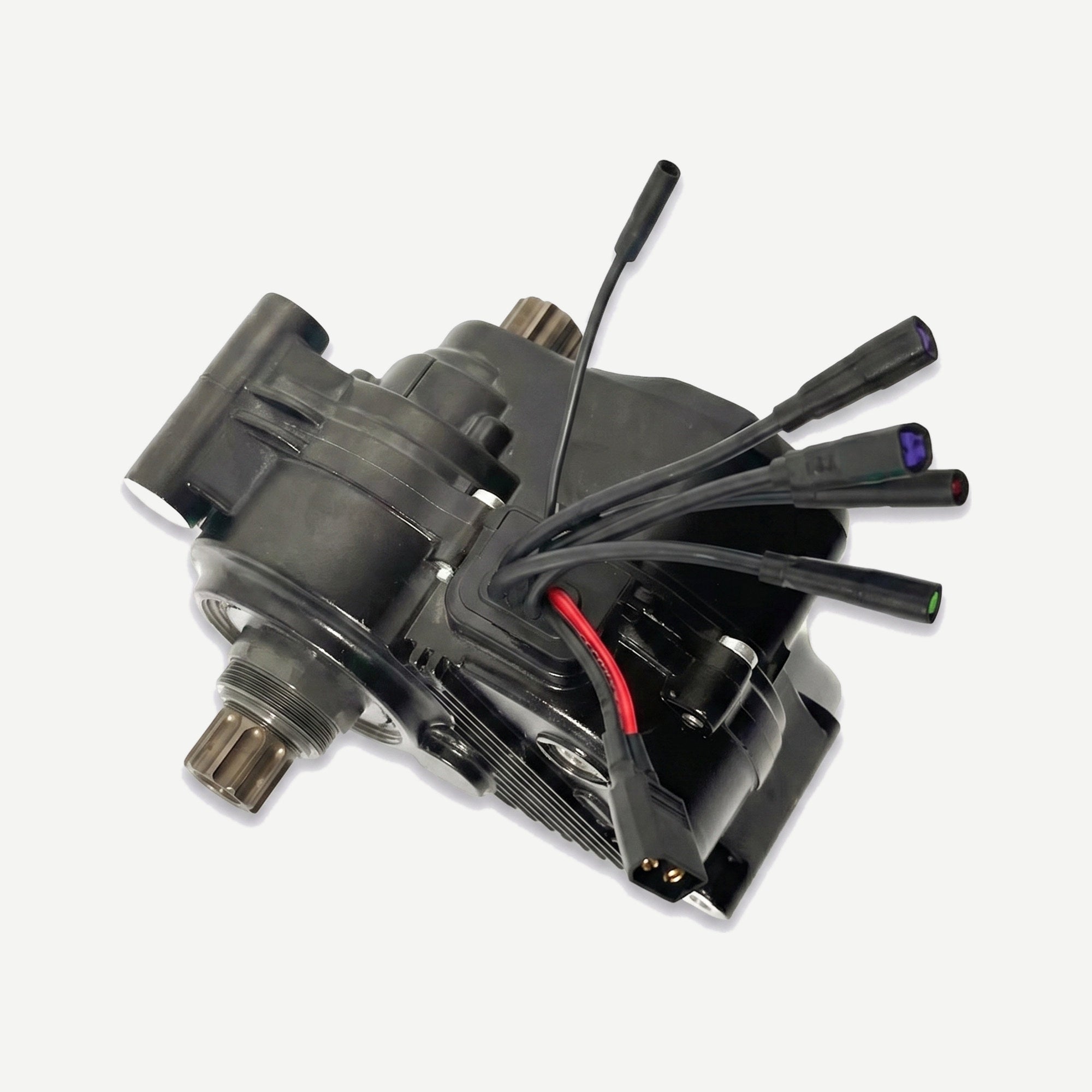Motor BLM de SEG con el mazo de cables y los conectores identificados por color